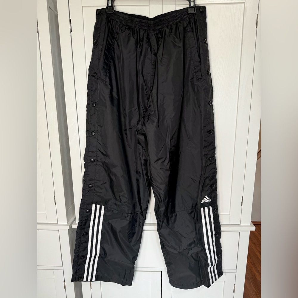 Adidas Tear Away Snap Track Pants Black White Stripes Y2K ACD001 Men’s Large Vtg